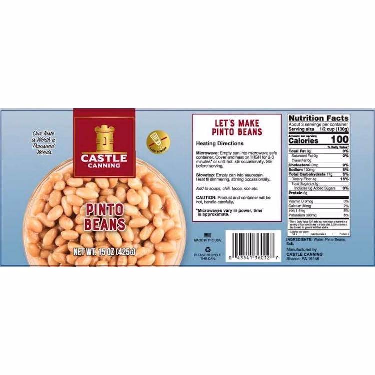 Canned Pinto Beans - Full Pallet