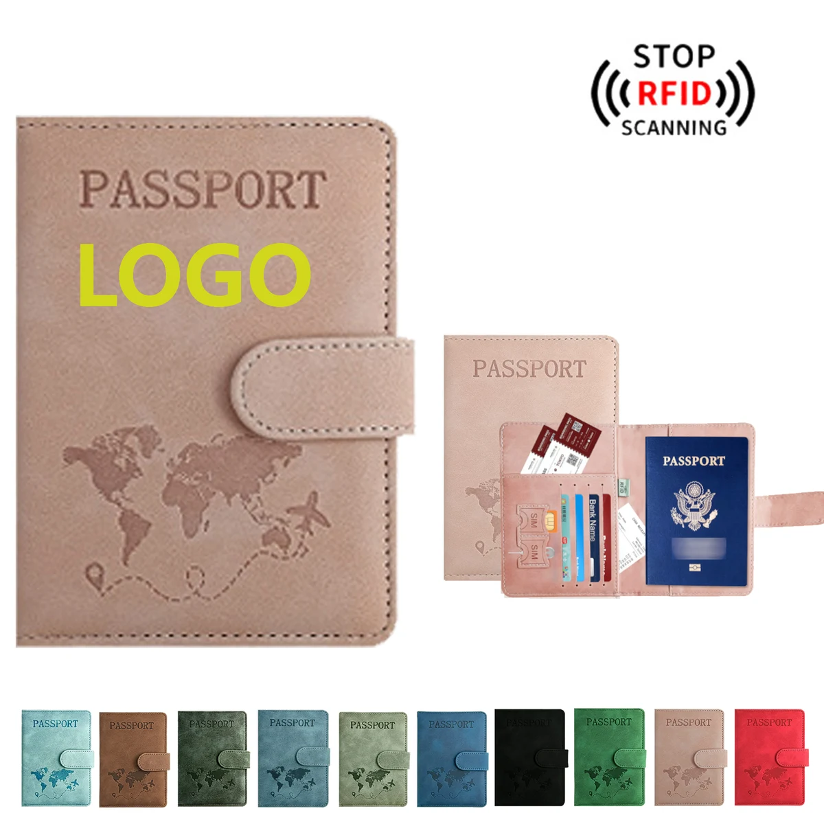 Premium Leather Passport Cover for Travelers - RFID Protection & Ticket Storage with Smart SIM Slots 1