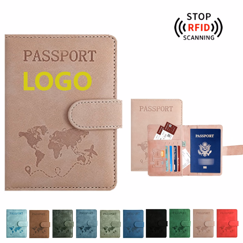 Premium Leather Passport Cover for Travelers - RFID Protection & Ticket Storage with Smart SIM Slots
