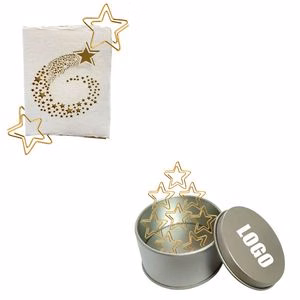 Gold Star Paper Clips with Tin Box