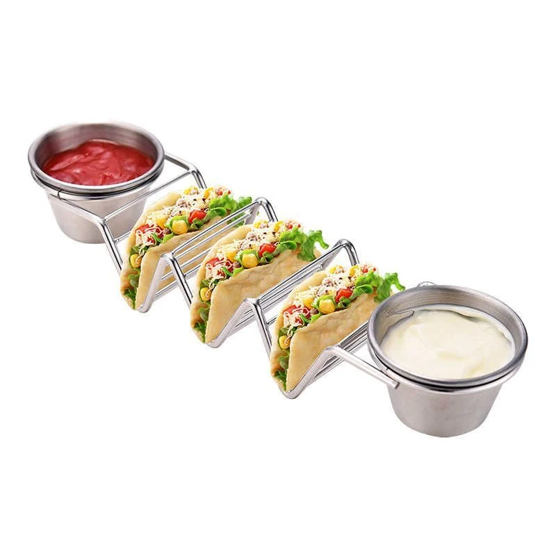 Stainless Steel Taco Holder w/ Salad Cup 1
