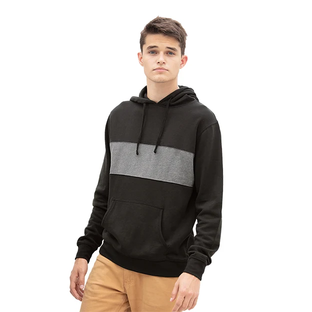 Premium Cotton Blocked Fleece Pullover Hoodie, custom hoodie or sweatshirt with logo imprint 1