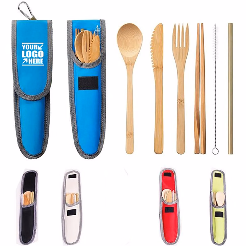 6 in 1 Bamboo Utensils Knits With Pouch