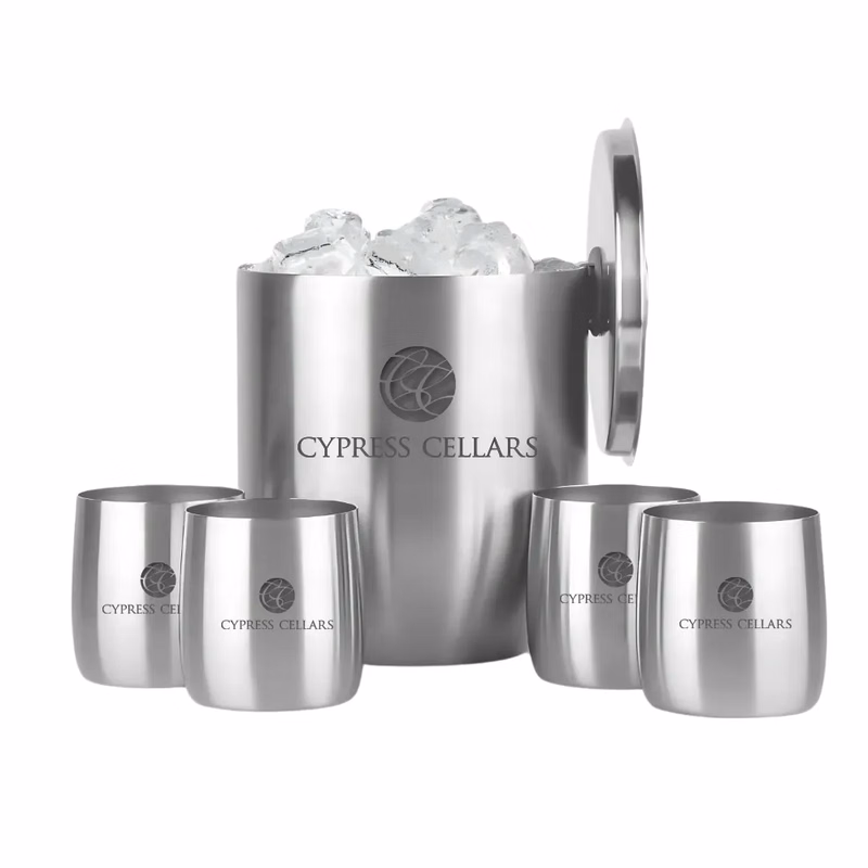 Insulated Ice Bucket with Rocks Tumbler Set
