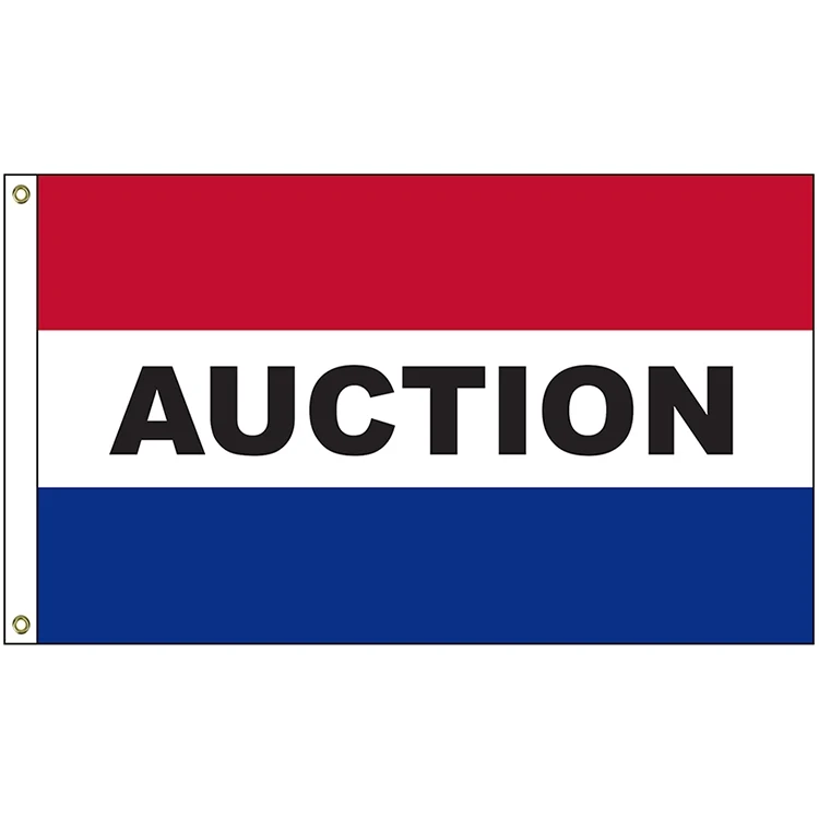 Auction 3' x 5' Message Flag with Heading and Grommets 1