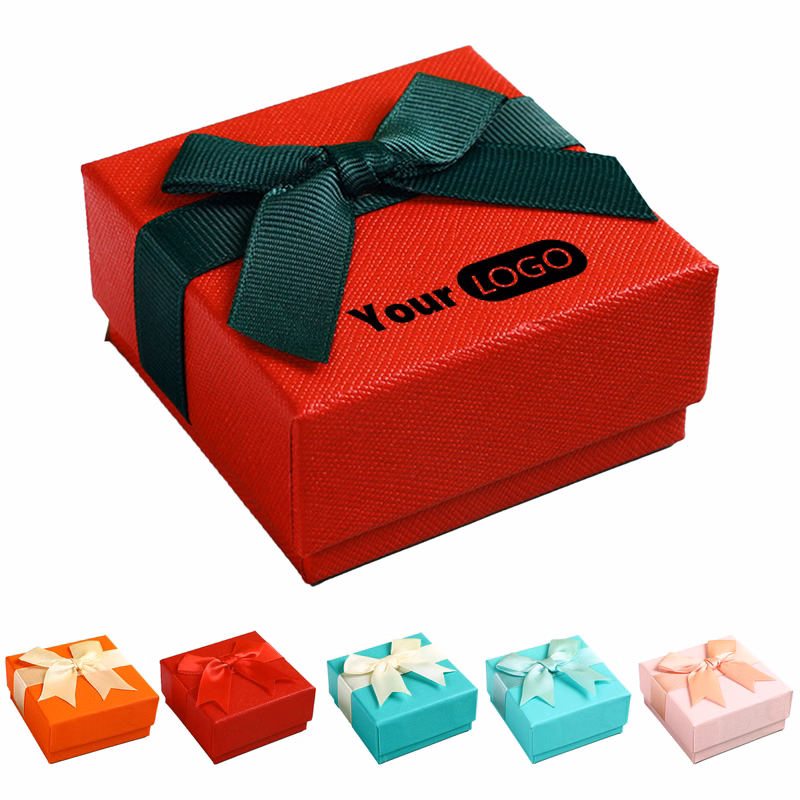 Paper Square Bow Jewelry Gift Box