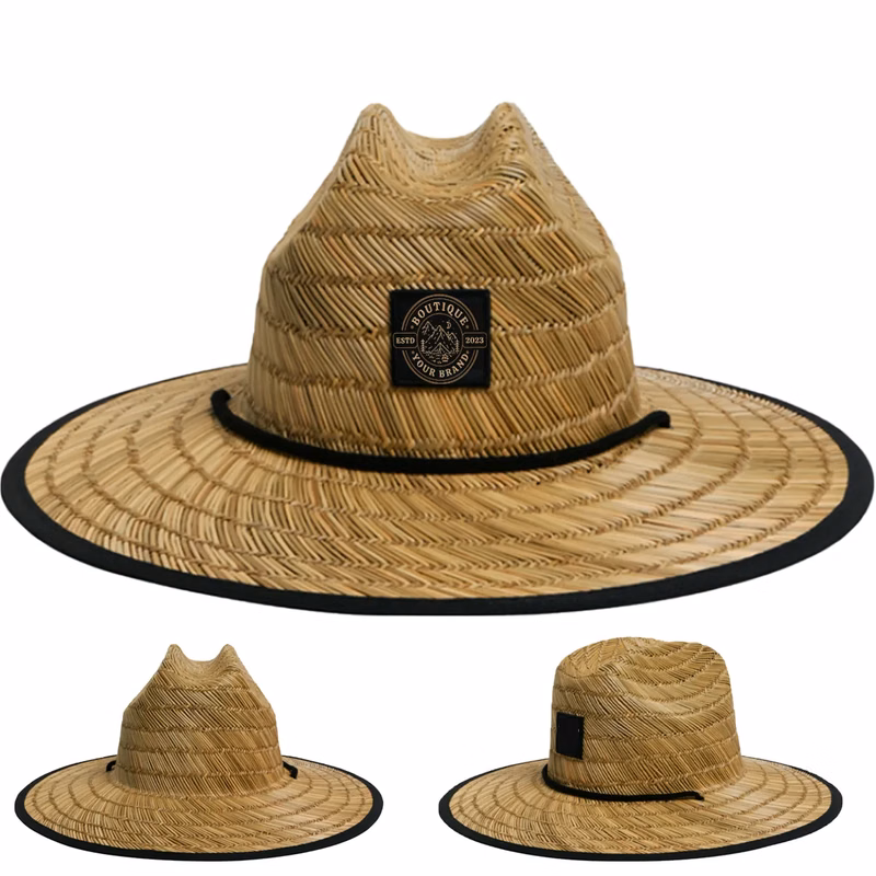 Center-Dent Printed Fabric Durability Wide-Brimmed Straw Hat
