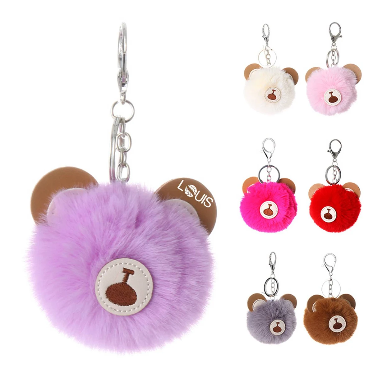 Fuzzy Bear Charm Keychain 1