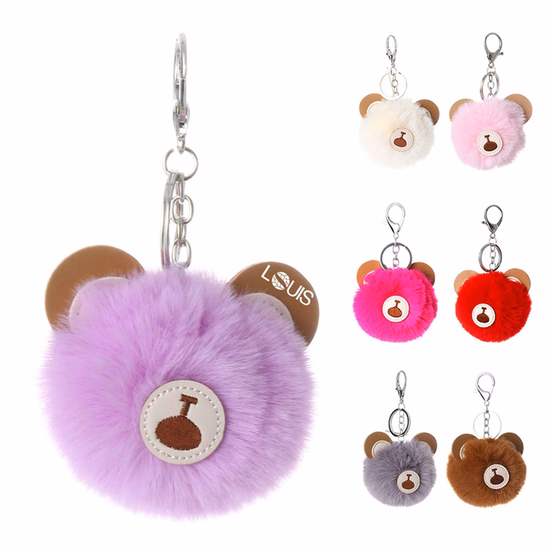 Fuzzy Bear Charm Keychain