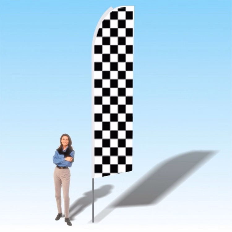 15FT Black White Checkered Advertising Banner Flag