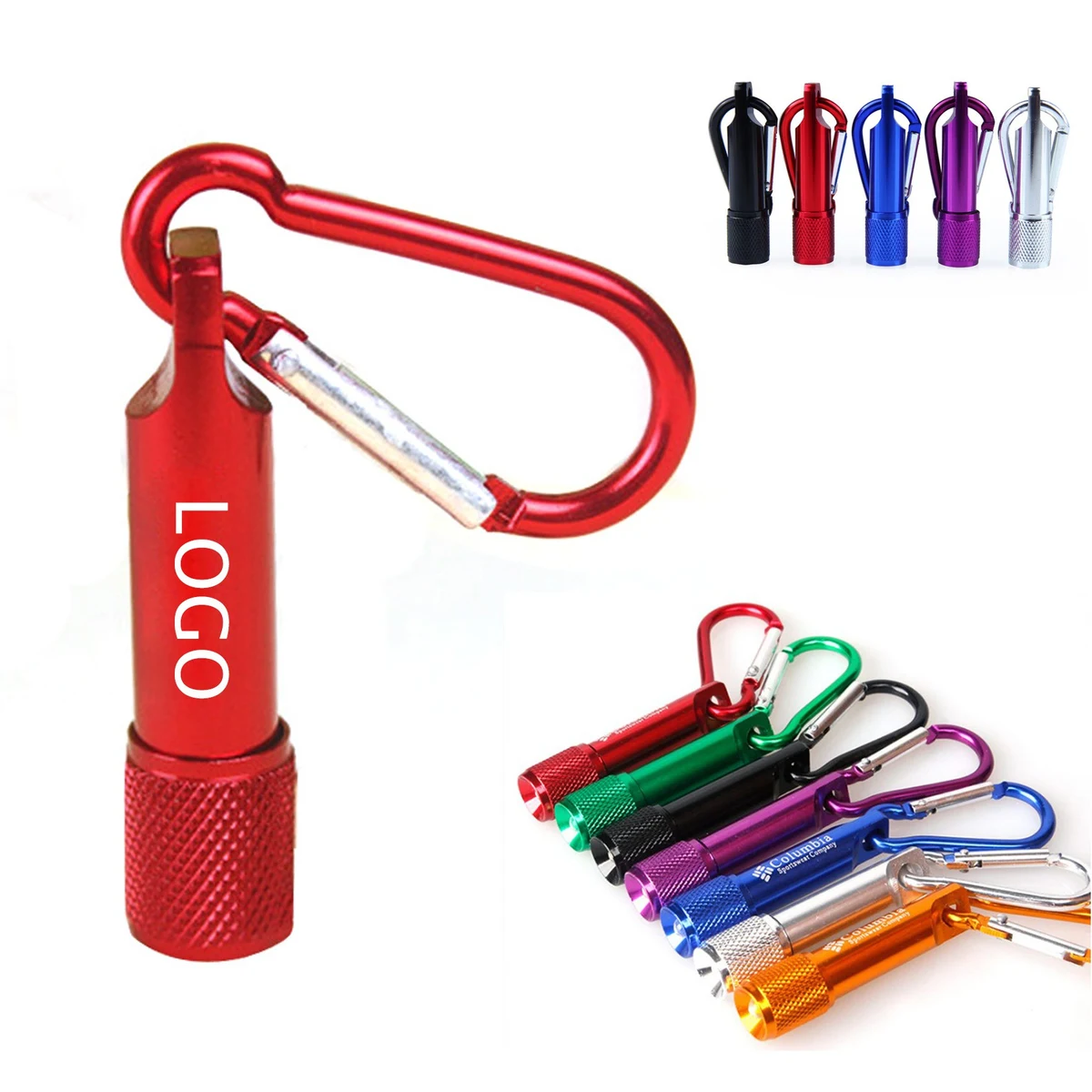 Aluminum Led Flashlight With Keychain Carabiners 1