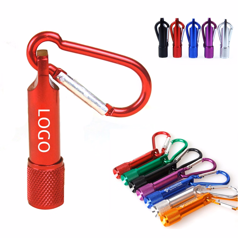 Aluminum Led Flashlight With Keychain Carabiners