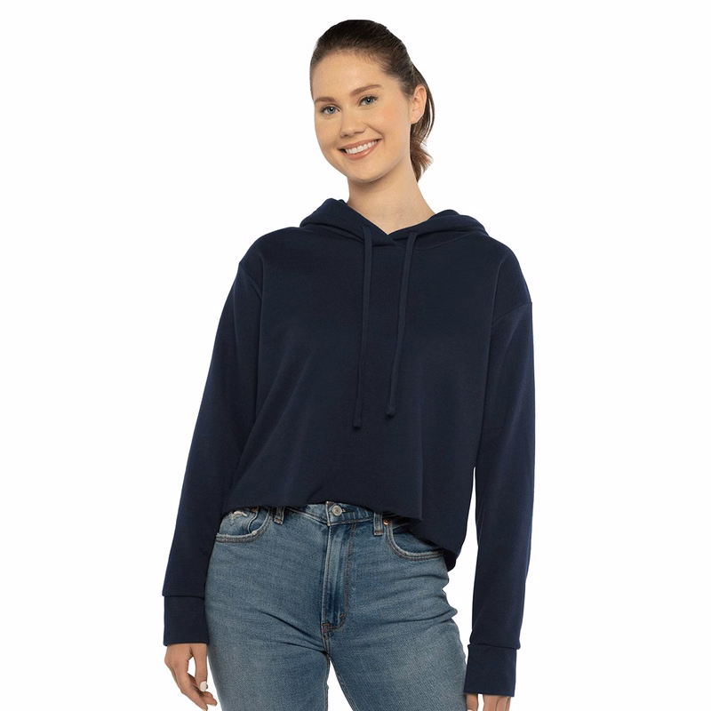 Women's Laguna Sueded Raw Edge Crop Hoodie Sweatshirt - 9384