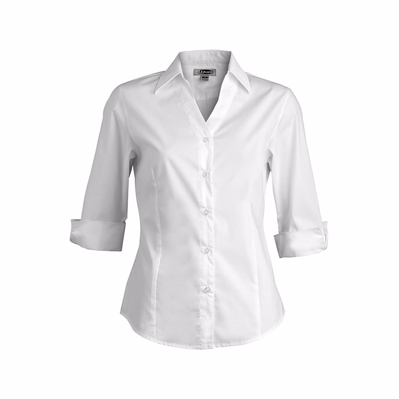 Stretch Broadcloth Three Quarter Sleeve Ladies Shirt