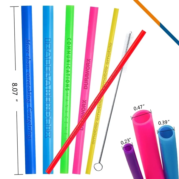 Custom Reusable Silicone Straws in Multiple Sizes — Green Corporate Drinkware 1