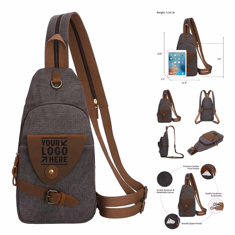 Men Women Canvas Sling Bag Crossbody Shoulder Backpack Casual Rucksack