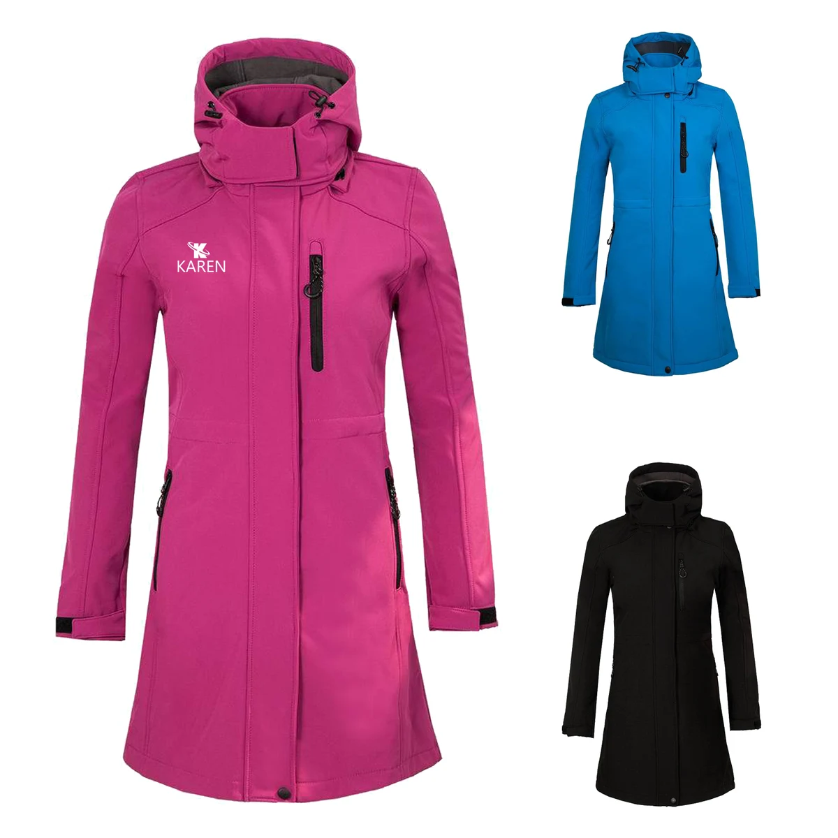 Women's Softshell Long Jacket with Hood 1