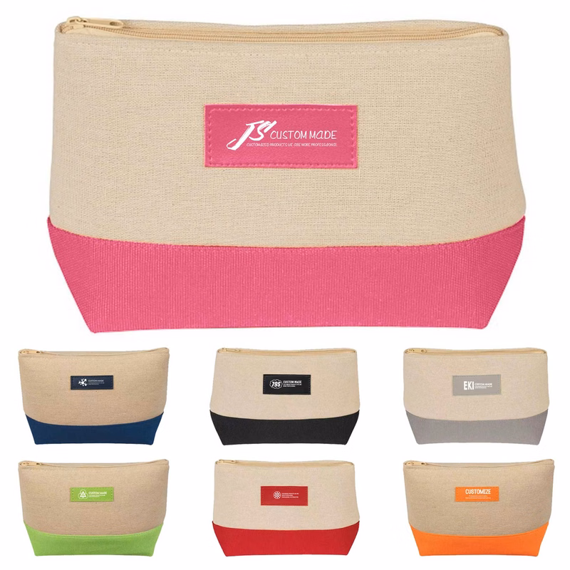 Cotton Canvas Two-Tone Cosmetic Bag