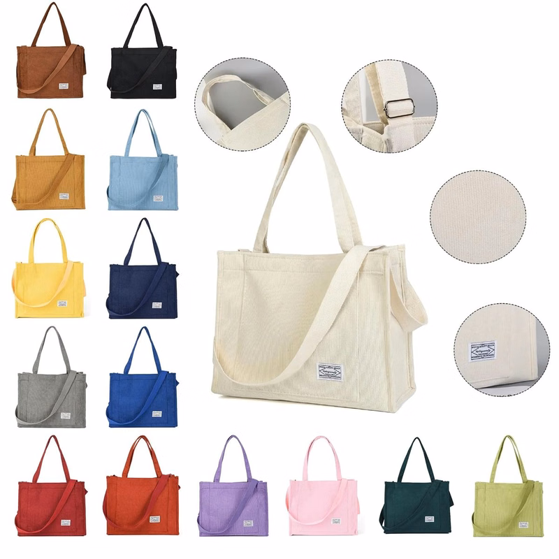 Vintage Casual Corduroy Tote Bags