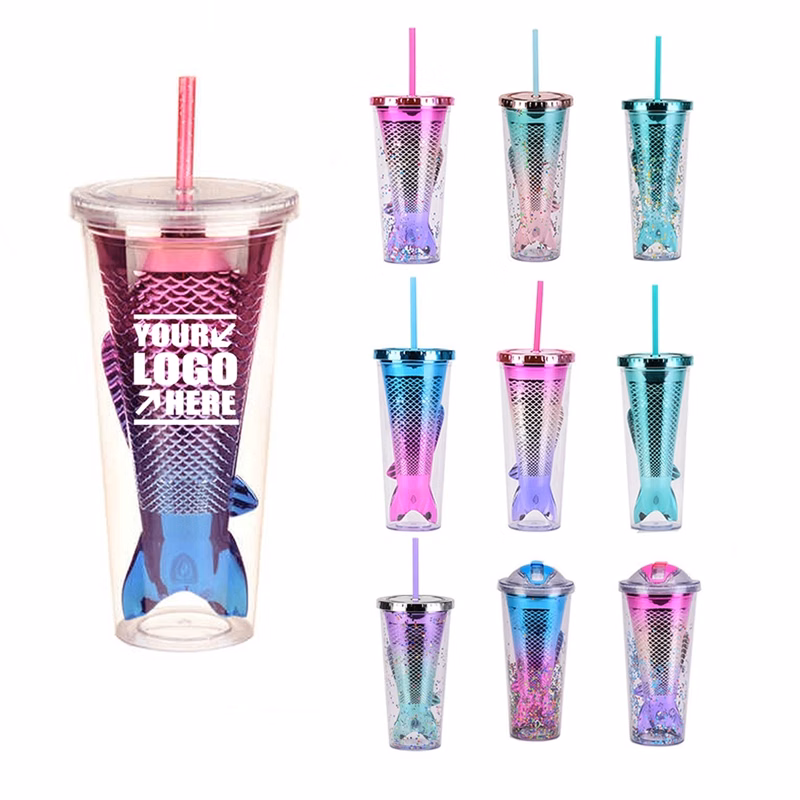 12Oz Bpafree Mermaid Shape Drinking Kid Tumbler With Straw