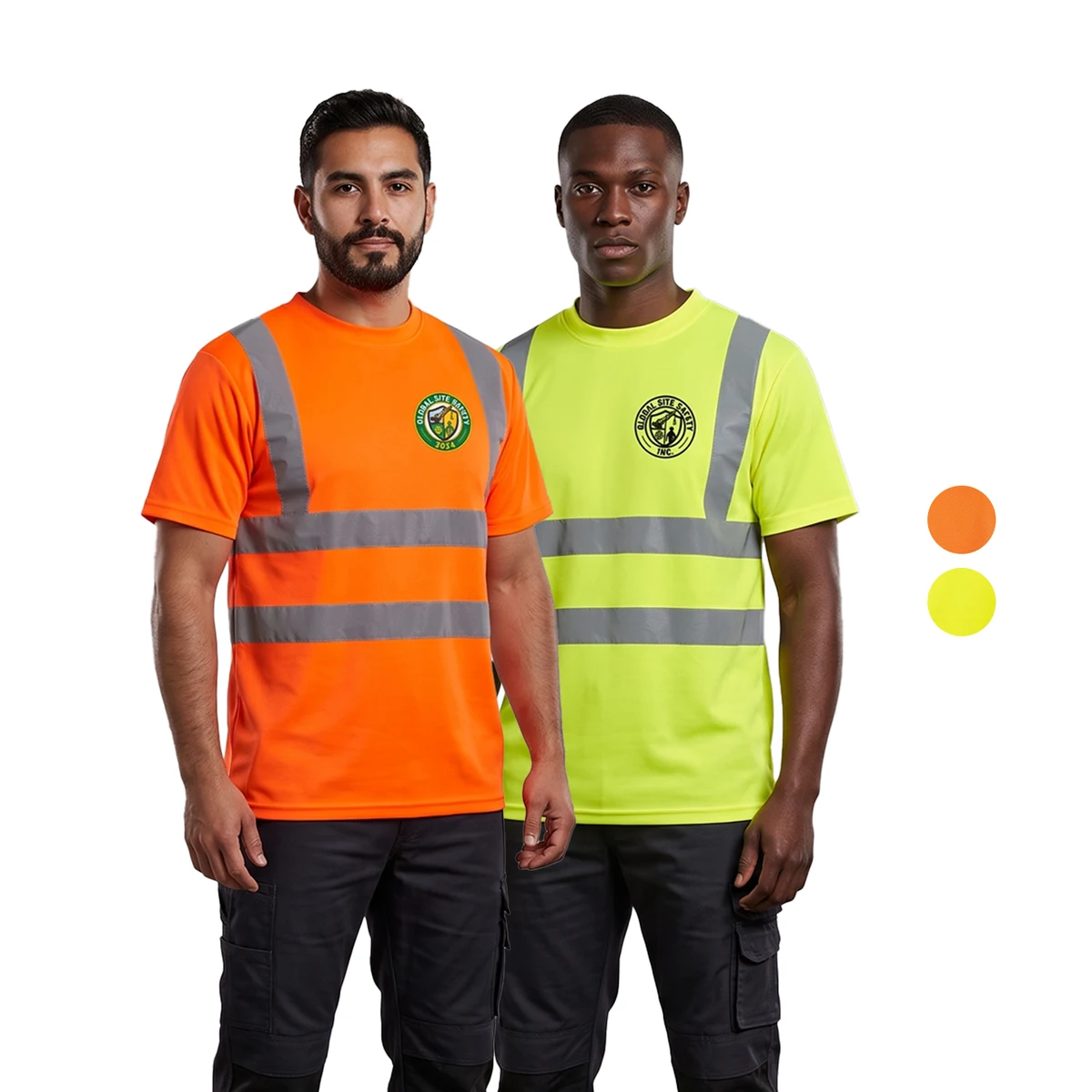 Class 2 Poly-Cotton Odor Reducing Double Band Reflective Tape Safety T-Shirt 1