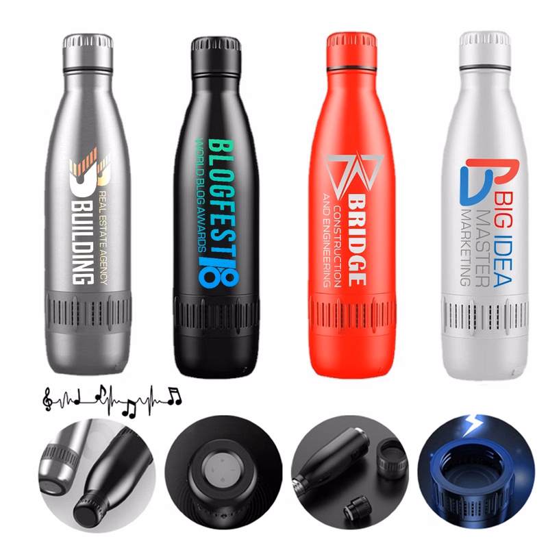 17 oz Rechargeable Wireless Smart Water Bottle with Speaker