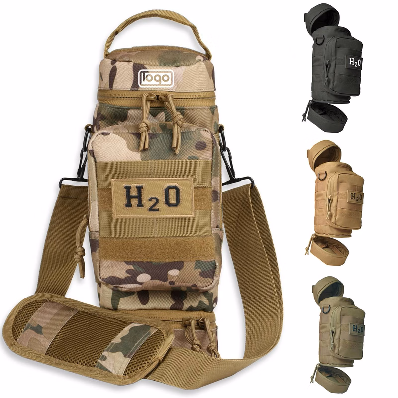Tactical Polyester Water Bottle Carrier Bag w/ Pocket