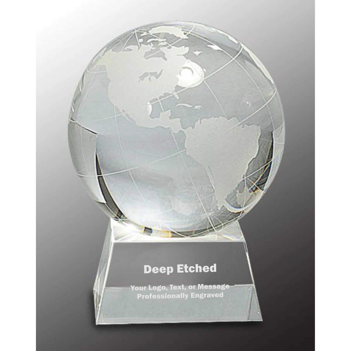 5 1/2" Crystal Globe Award on Clear Base 1