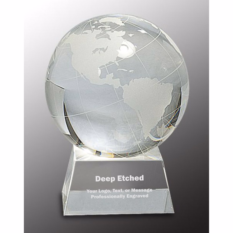 5 1/2" Crystal Globe Award on Clear Base