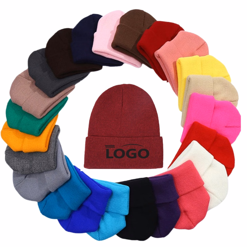 Custom Knit Beanie Hat Unisex Solid