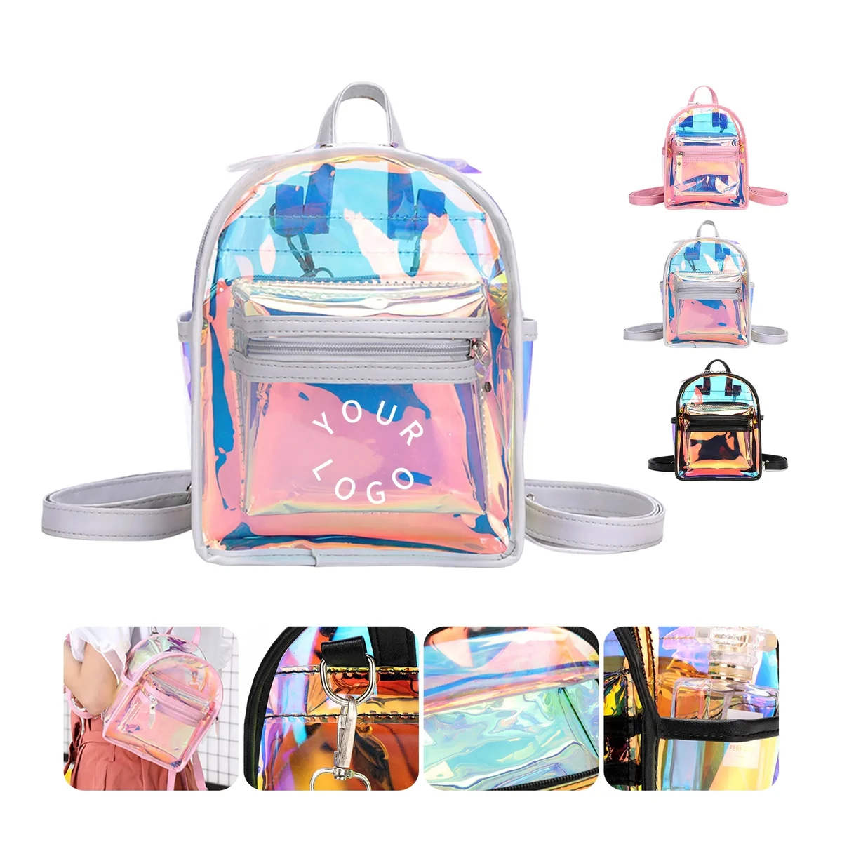 Transparent Mini Bag with Zipper Closure and Soft Fabric 1