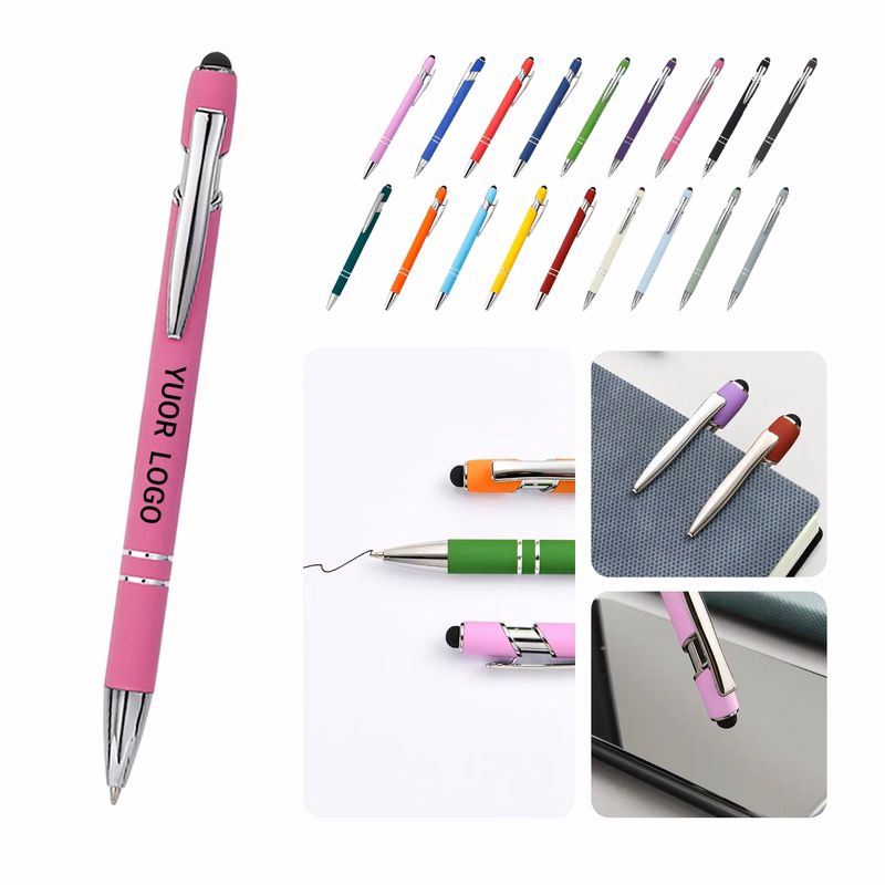 Colorful Metal Click Pen with Stylus and Twist Cap