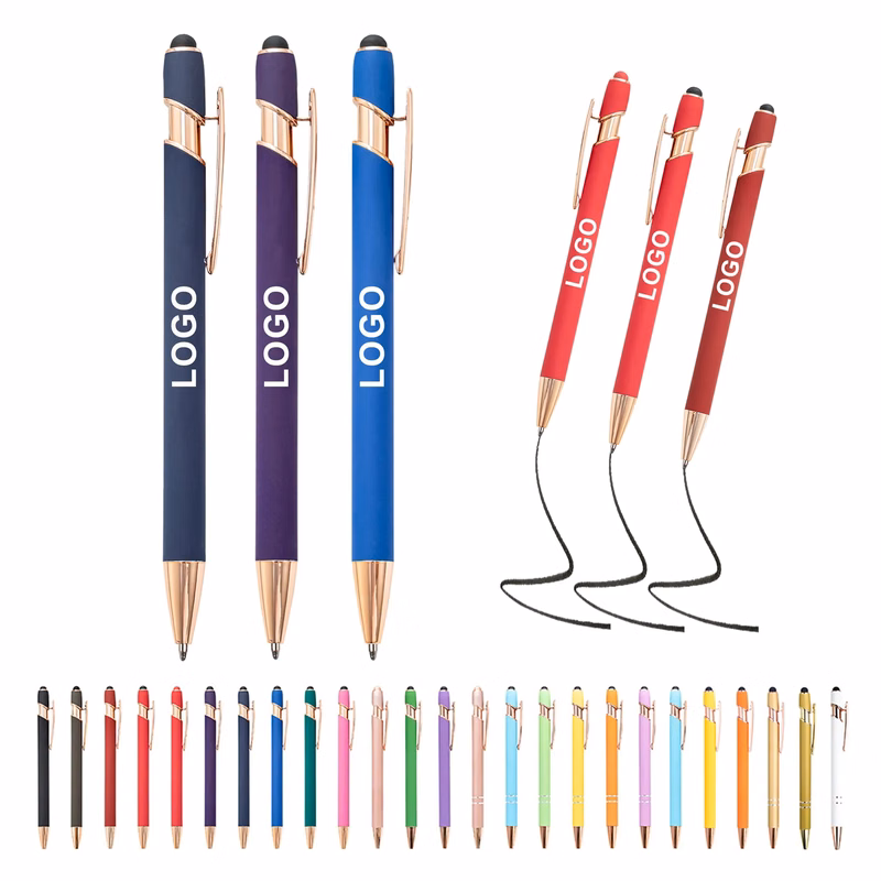 Soft Touch Rose Gold Trim Metal Pens