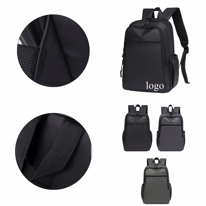 Waterproof Leather Texture Student Laptop Backpack