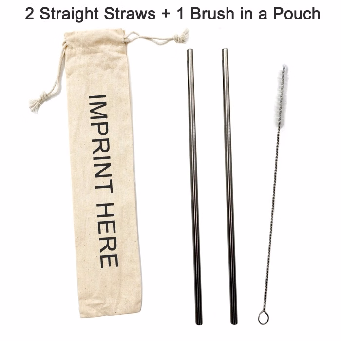 Stainless Steel Drinking Straw Kit in Custom Pouch