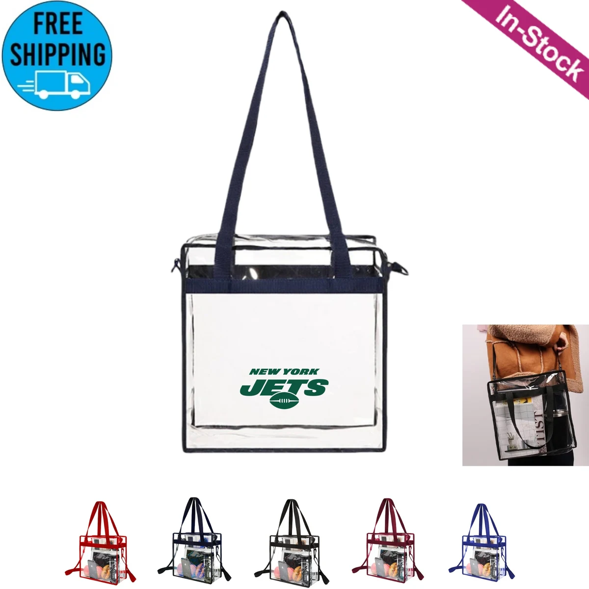 Stadium Approved Clear Tote Bag Crossbody Messenger Shoulder Bag with Adjustable Strap 1