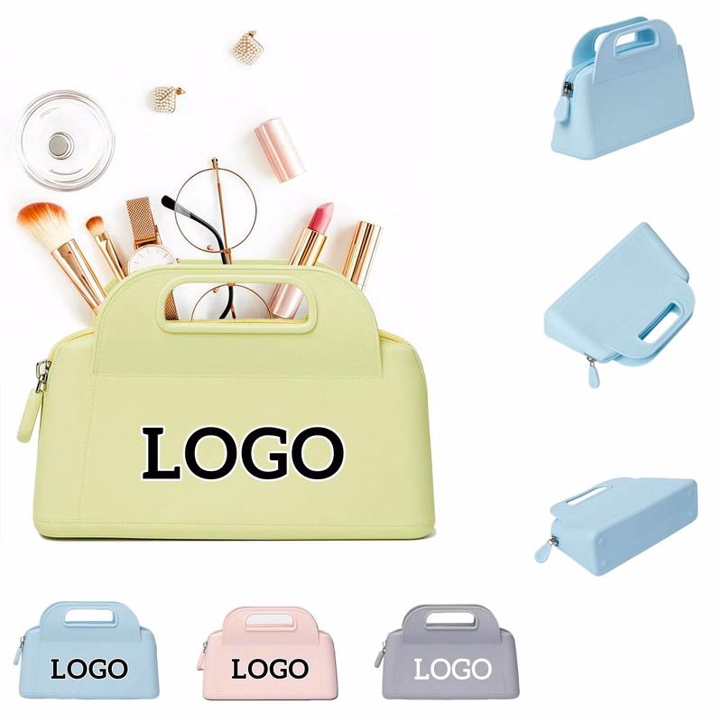 Compact Silicone Makeup Bag with Handle