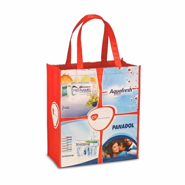Custom 150g Laminated RPET Tote Bag 14"W x 15"H x 8" Gusset