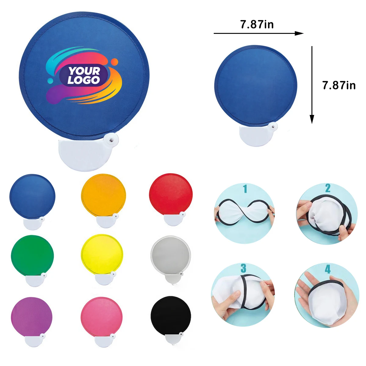Custom Full Color Foldable Round Hand Fan 1