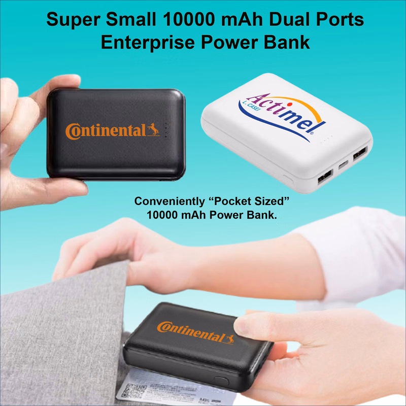 Pocket Sized 10000 mAh Enterprise Power Bank - Dual Ports