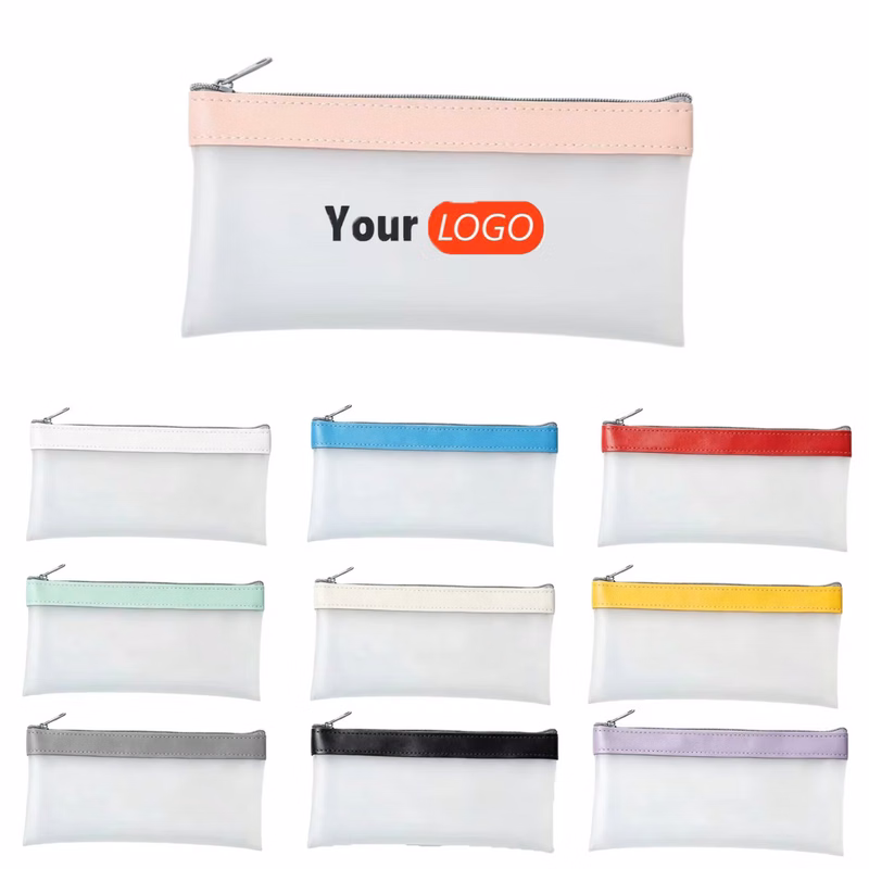Multi Color Trim Frosted PVC Pen Storage Bag
