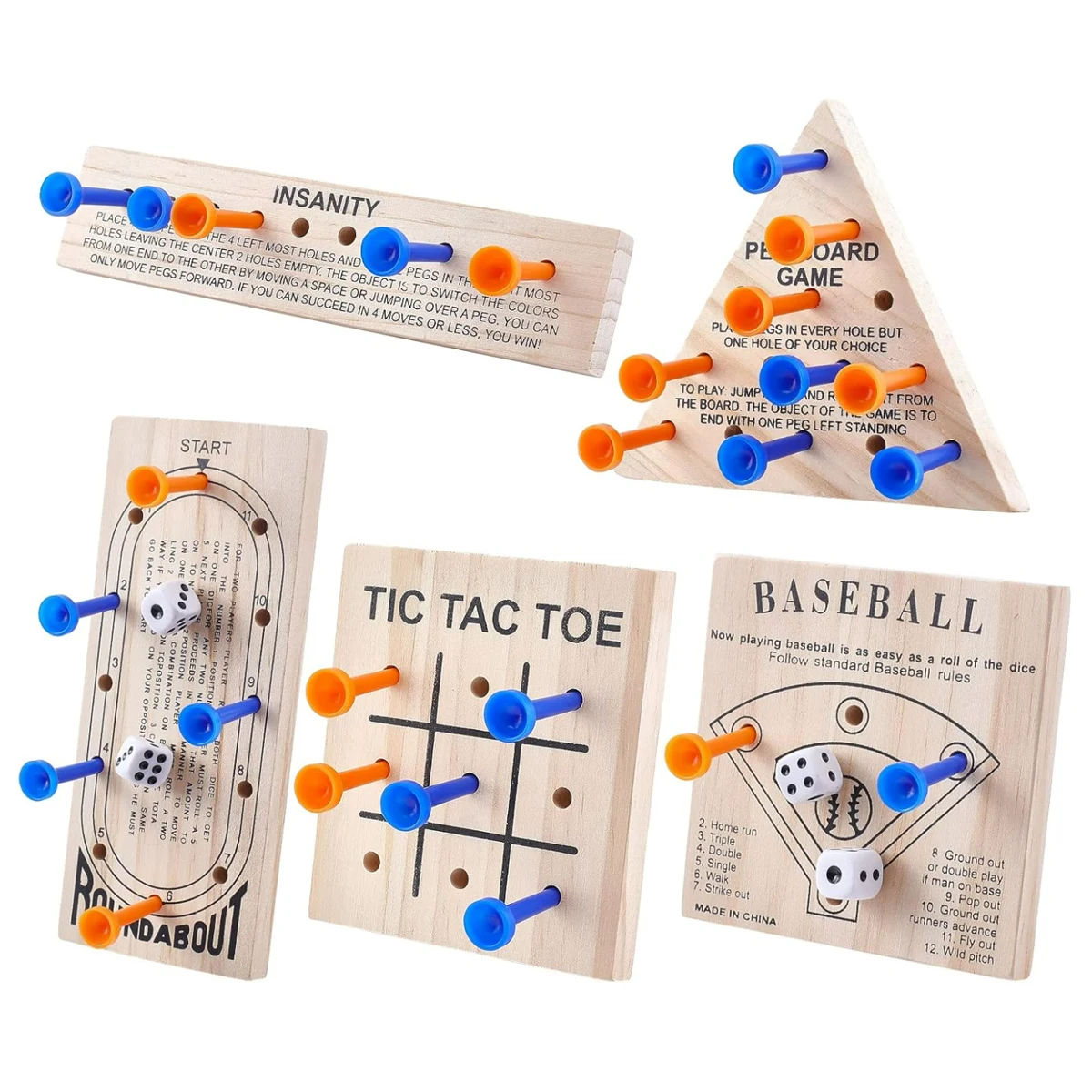 Wooden Peg Game Set 5 Pack with Custom Logo Option 1