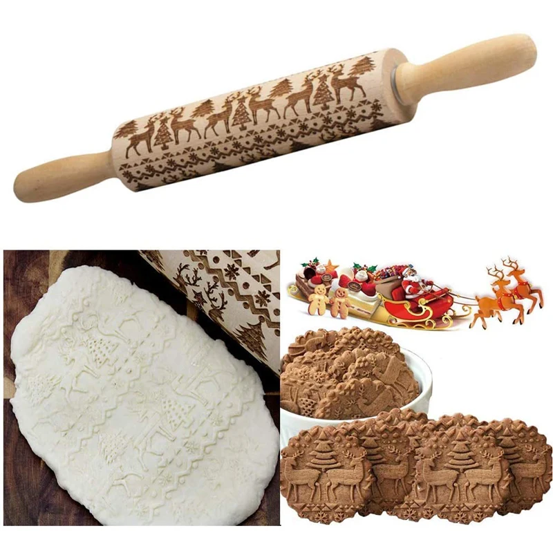 Christmas Engraved Wooden Rolling Pins 1