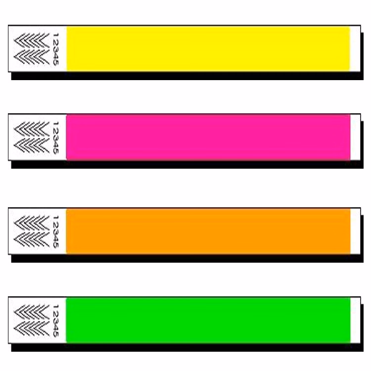 1" Tyvek Wristband - Neon - Black Light Sensitive