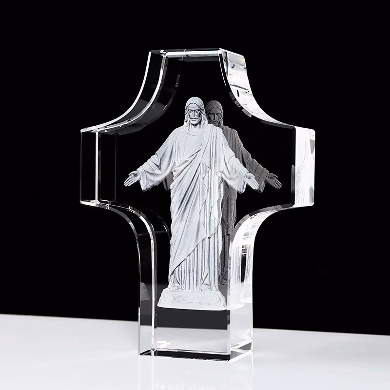 Engraved Crystal Glass Cross