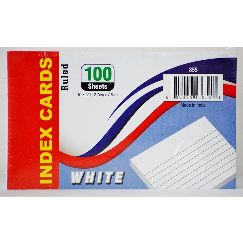 Ruled Index Cards - White 3 x 5 100 sheets 1