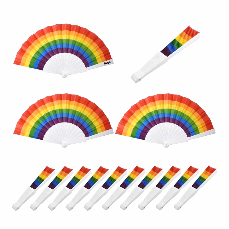 Plastic Rainbow Folding Cloth Fan