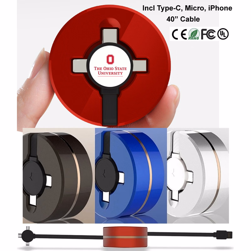 3-In-1 Retractable USB Charging Data Cable Set