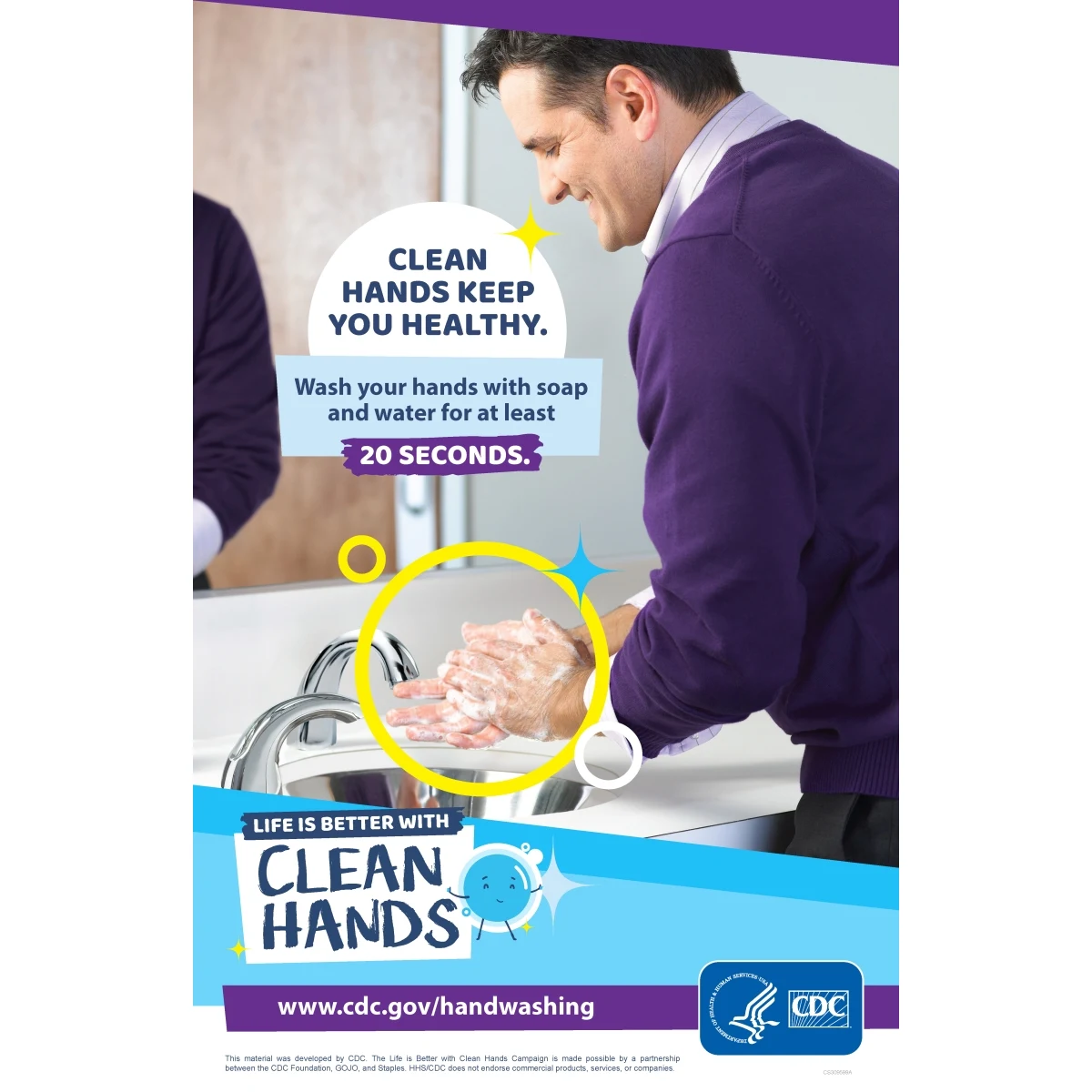 CDC Approved Stock Posters | Hand washing series (11x17) 1
