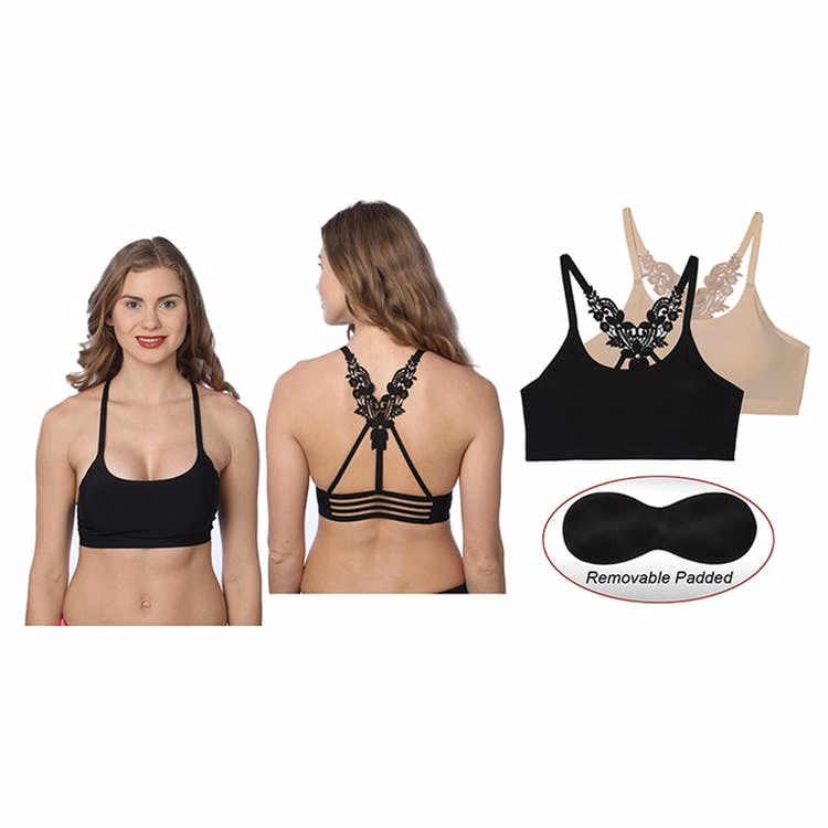 Pullover Sports Bras - Black M - XL Removable Pad